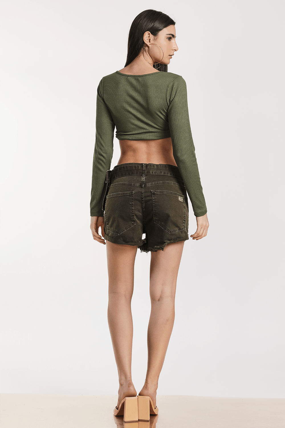 Shorts Sarja Com Polchete Color Verde Verde 40