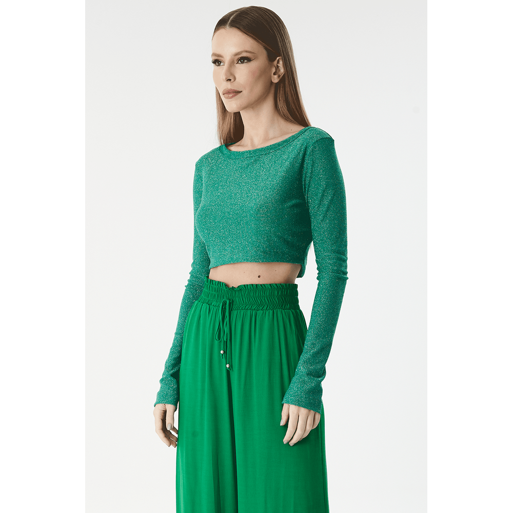 Top Venari Verde Brilho Costas - Top Cropped - Magazine Luiza